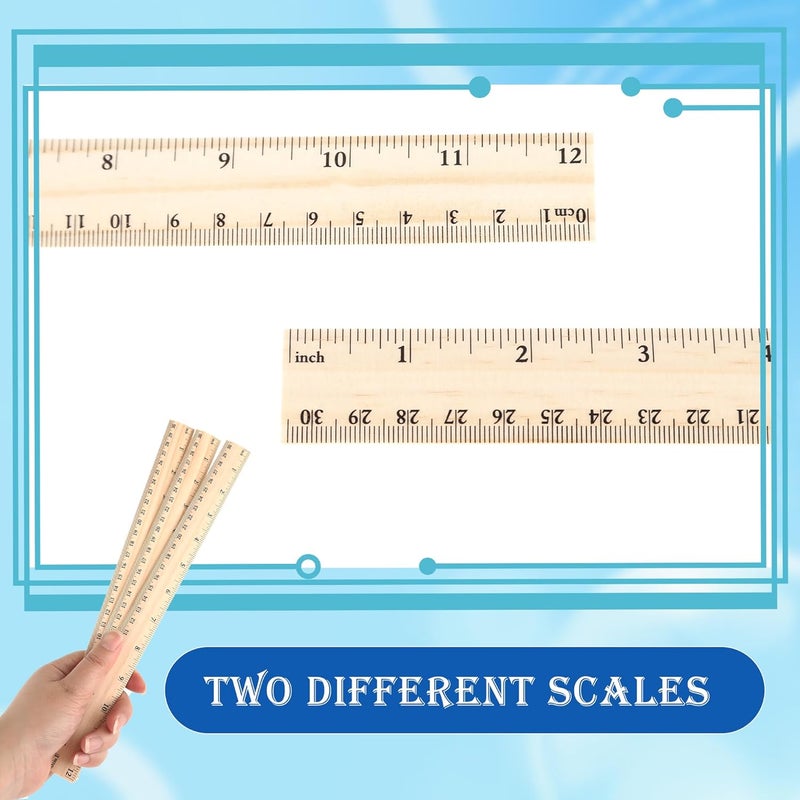 Spaluck 80 Pcs Wooden Ruler Bulk 12 Inch Measuring Wooden Tools with 2 Scales for Students School Teacher Office Handcraft Carving Painting - Image 3